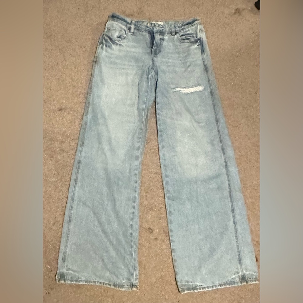 PacSun Casey Ripped Low Rise Baggy Jeans Light Indigo